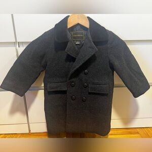 S. ROTHSCHILD Dark Grey Wool Velvet Collar Double-Breasted Coat